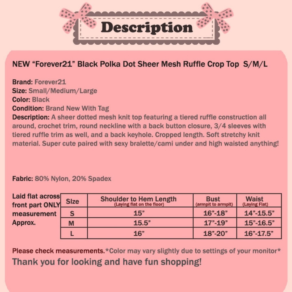 Last ☝️ Sheer Mesh Polka Dot Ruffle Crop Lace Top - Picture 8 of 8